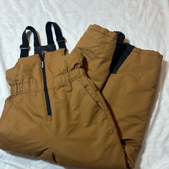 Swiss Tech Overalls Kids Size M 8 Snowpants Tan Unisex Adjustable Bibs - Picture 1 of 12